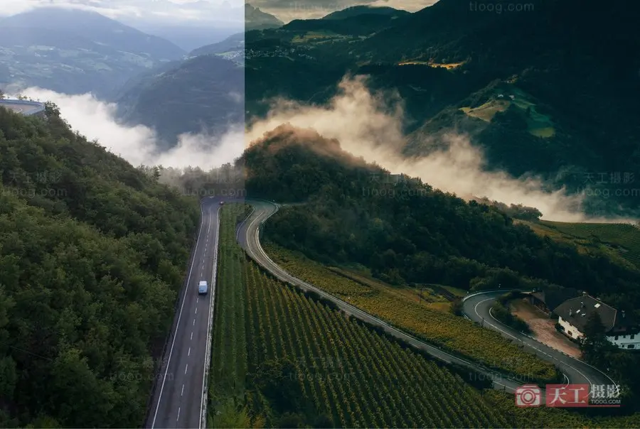 秋季风光航拍Lightroom调色预设 天工08号预设