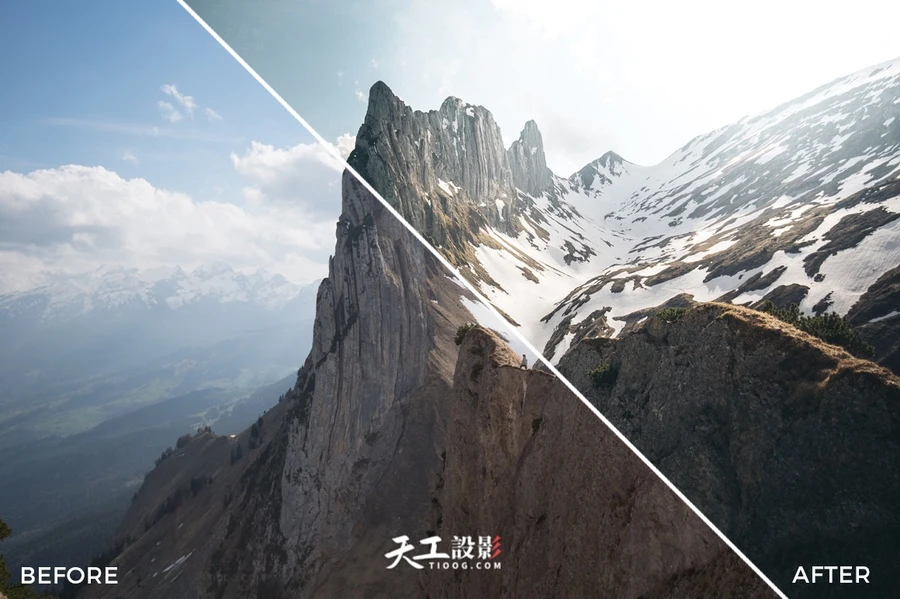 自然风光大范围山川浅青天工13号预设Lightroom预设 6款 xmp