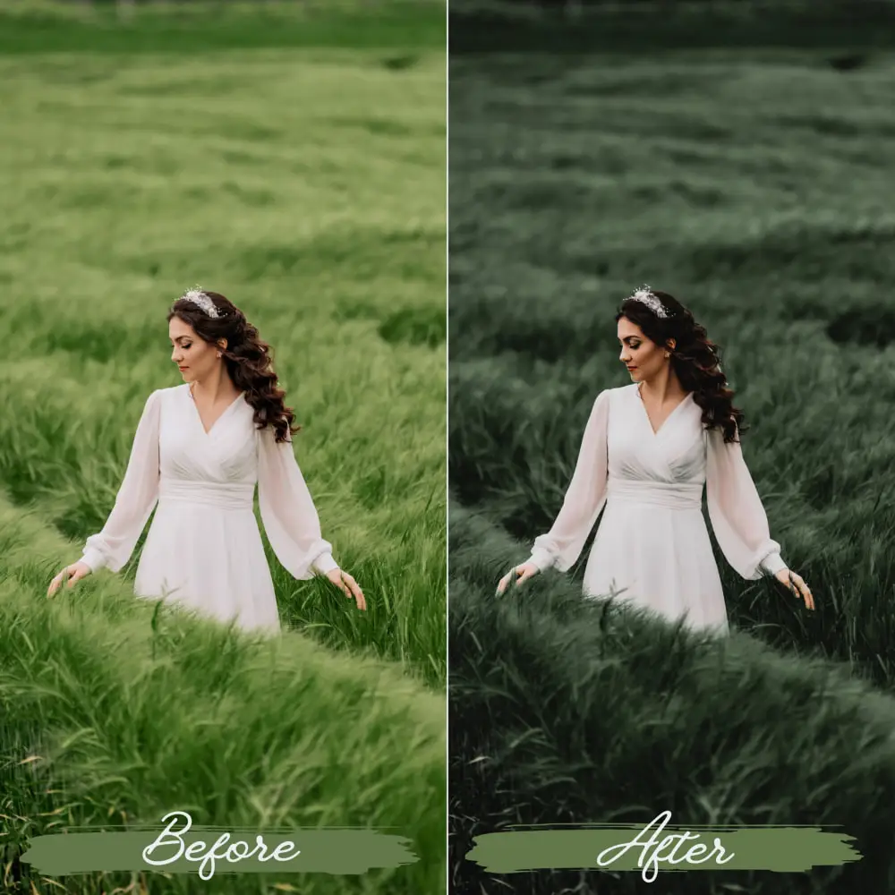 价值$25 柔和绿色调电影人像滤镜 Soft Green Lightroom 调色预设 [10款/xmp+dng]